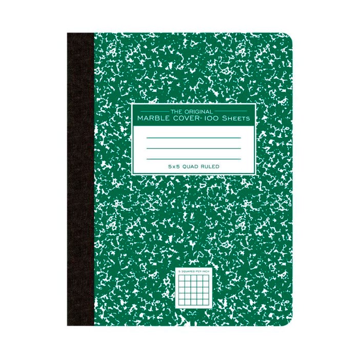 Roaring Spring Composition Book, Graph Ruled, 9-3/4 x 7-1/2 Inches, Green Marble