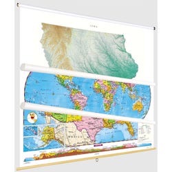 Social Studies IOWA/U.S./WORLD MAP COMBO, Markable, Erasable, Grades 4-12, Item Number 1566303
