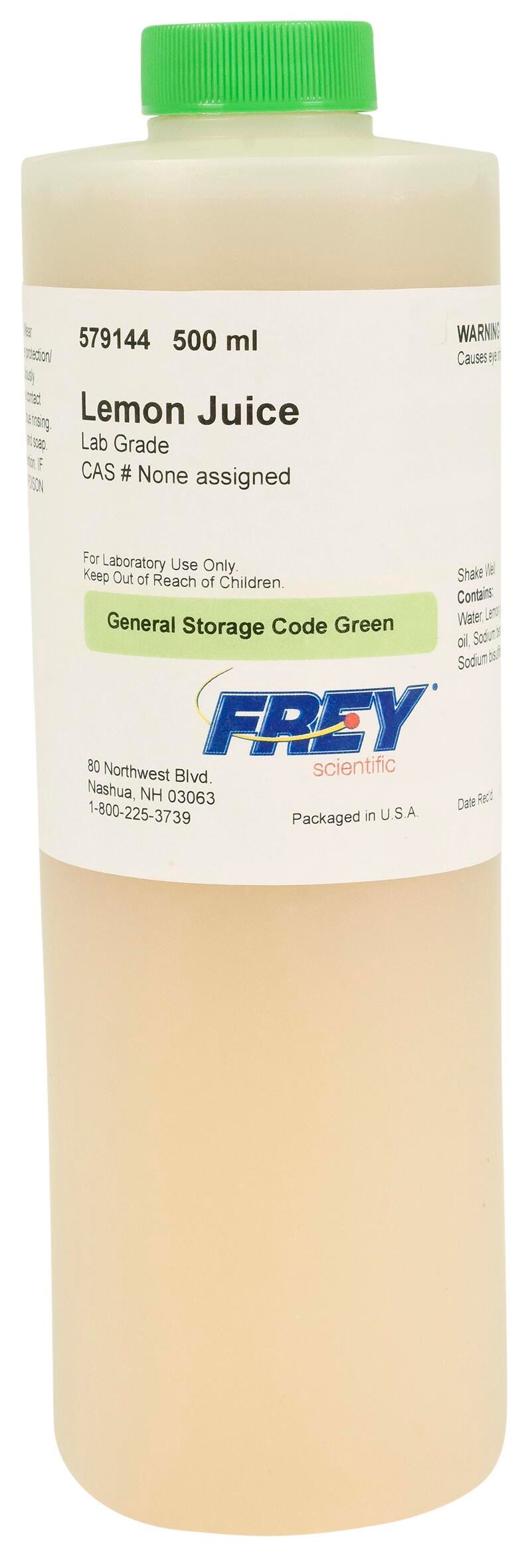 Image for Frey Scientific Lemon Juice, Lab Grade, 500 Milliliters from School Specialty