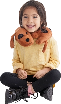 Child Sitting with Dog Neck Pillow