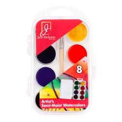 Jack Richeson Non-Toxic Semi-Moist Artists Watercolor Paint, 8 Assorted Vibrant Colors, Item Number 1439135