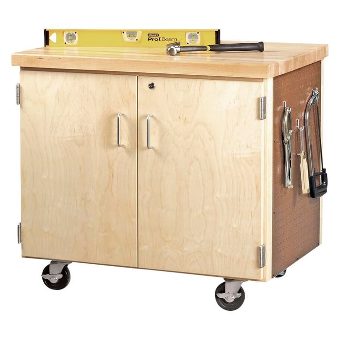 Diversified Spaces Mobile Shop Cart, 36 x 24 x 36-1/2 Inches, Maple Top
