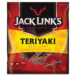 Jack Link's Teriyaki Beef Jerky Snacks, 2.85 oz Bag, Item Number 1538996