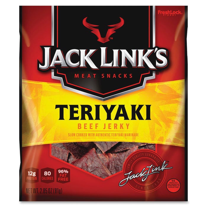 Jack Link's Teriyaki Beef Jerky Snacks, 2.85 oz Bag