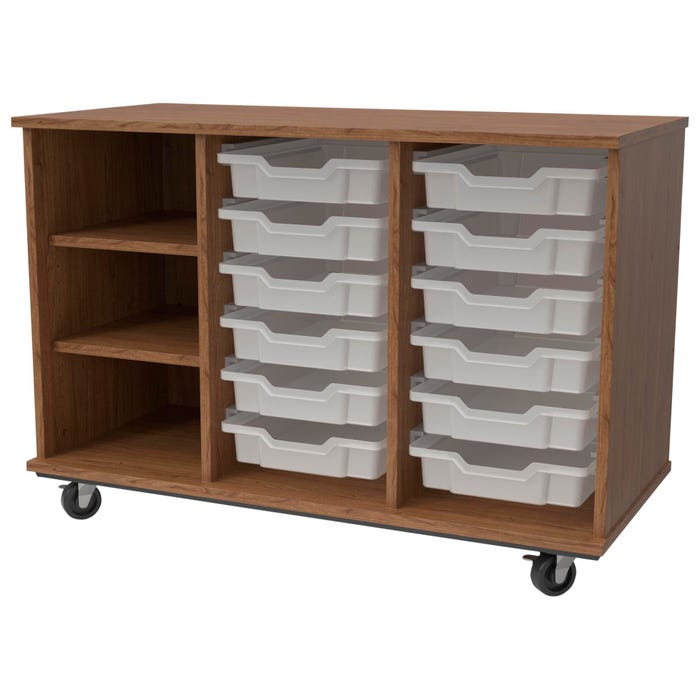 Classroom Select Expanse Series Mobile Tote Storage Rail, 12 Totes, 44 x 20 x 30 Inches