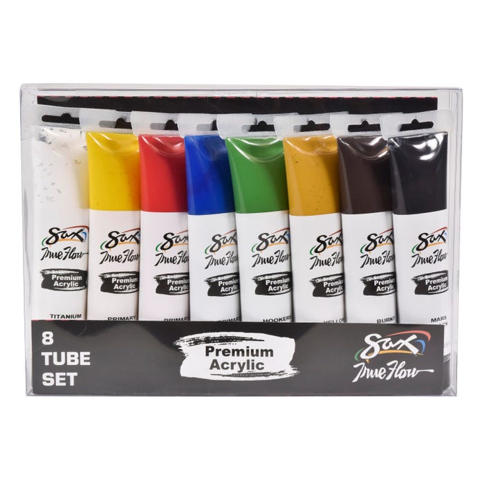 Sax Premium Acrylic Paint, Assorted Colors, 2.5 Ounce Tubes, Set of 8