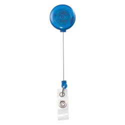 Advantus Retracting ID Card Reel, 30 Inches Ext, Pack of 12, Translucent, Blue