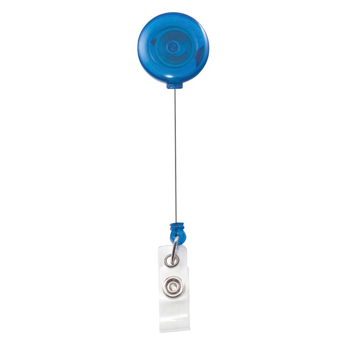 Advantus Retracting ID Card Reel, 30 Inches Ext, Pack of 12, Translucent, Blue