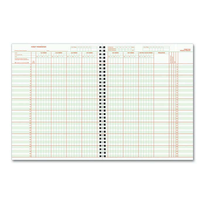 Hammond And Stephens 8 Subject 40 Student 12/14 Week Trimester Class Record Book, 8-1/2 x 11 Inches, PolyIce Cover