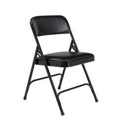 National Public Seating 1200 Premium Folding Chair, Vinyl, 18 ga Steel Frame, Caviar Black, Set of 4, Item Number 2051295