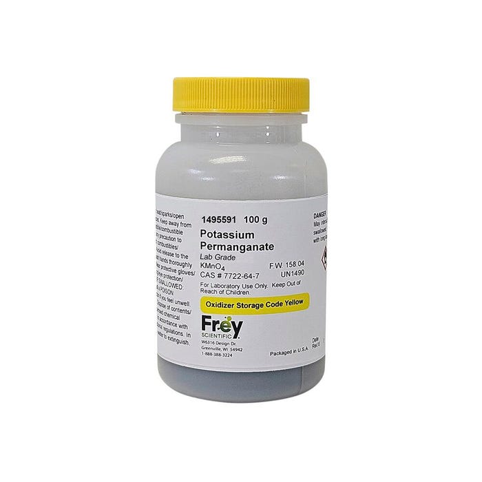 Frey Scientific Potassium Permanganate, Purple Crystal, Lab Grade, 100 Grams