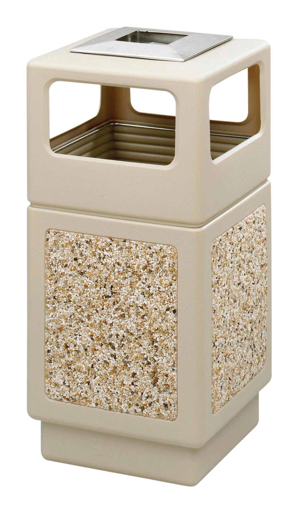Safco Aggregate Series Side Opening With Urn, 38 Gallon Capacity, 13 x 6 Inch Opening, Black 2027774