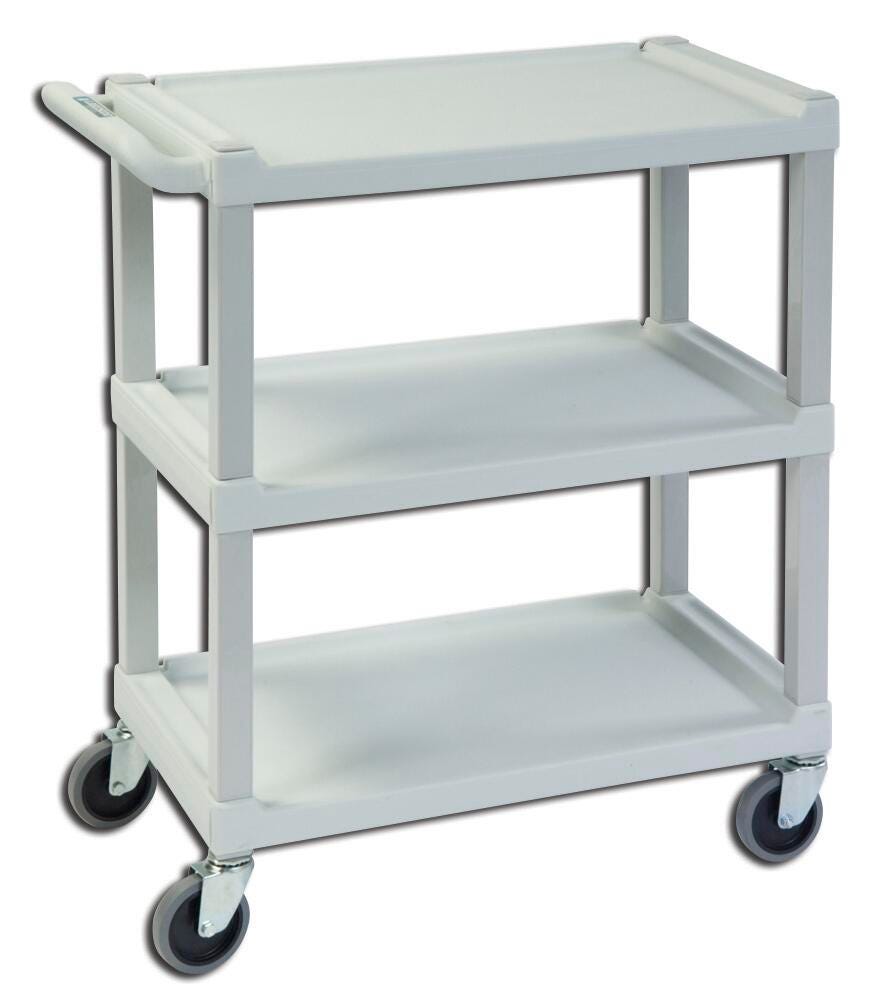 Lakeside Plastic 3 Shelf Standard Duty Utility Cart, 300 Pound Capacity, 16 x 24 x 34-7/8 Inches, White 569390