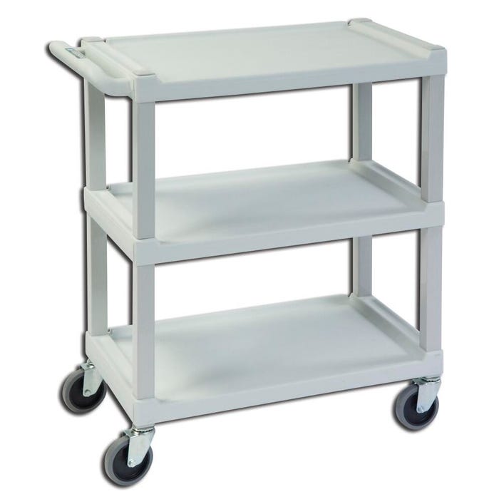 Lakeside Plastic 3 Shelf Standard Duty Utility Cart, 300 Pound Capacity, 16 x 24 x 34-7/8 Inches, White