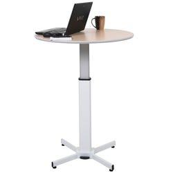 Luxor Pneumatic Adjustable Round Pedestal Table, 31-1/2 Dia x 27-1/2 to 42 Inches 1581417
