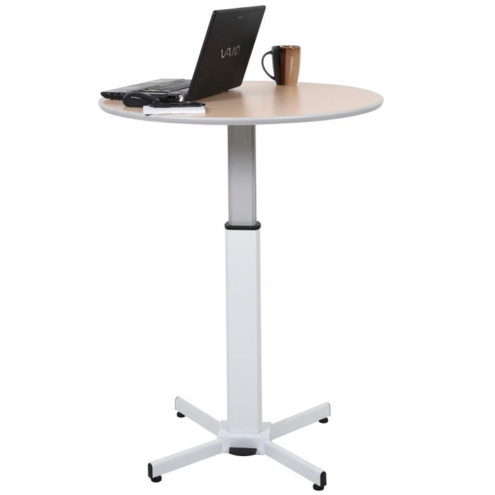 Luxor Pneumatic Adjustable Round Pedestal Table, 31-1/2 Dia x 27-1/2 to 42 Inches