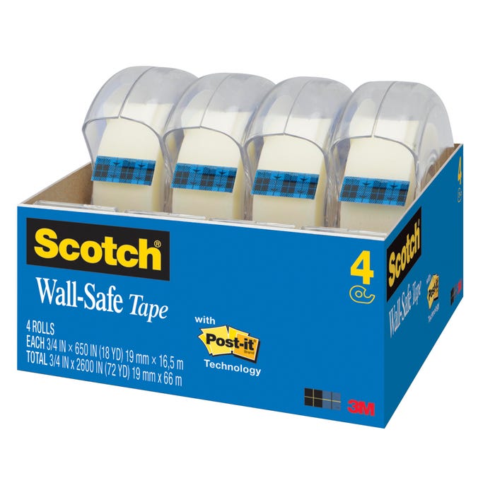 Scotch Wall Safe Tape, 0.75 x 650 Inches, Pack of 4
