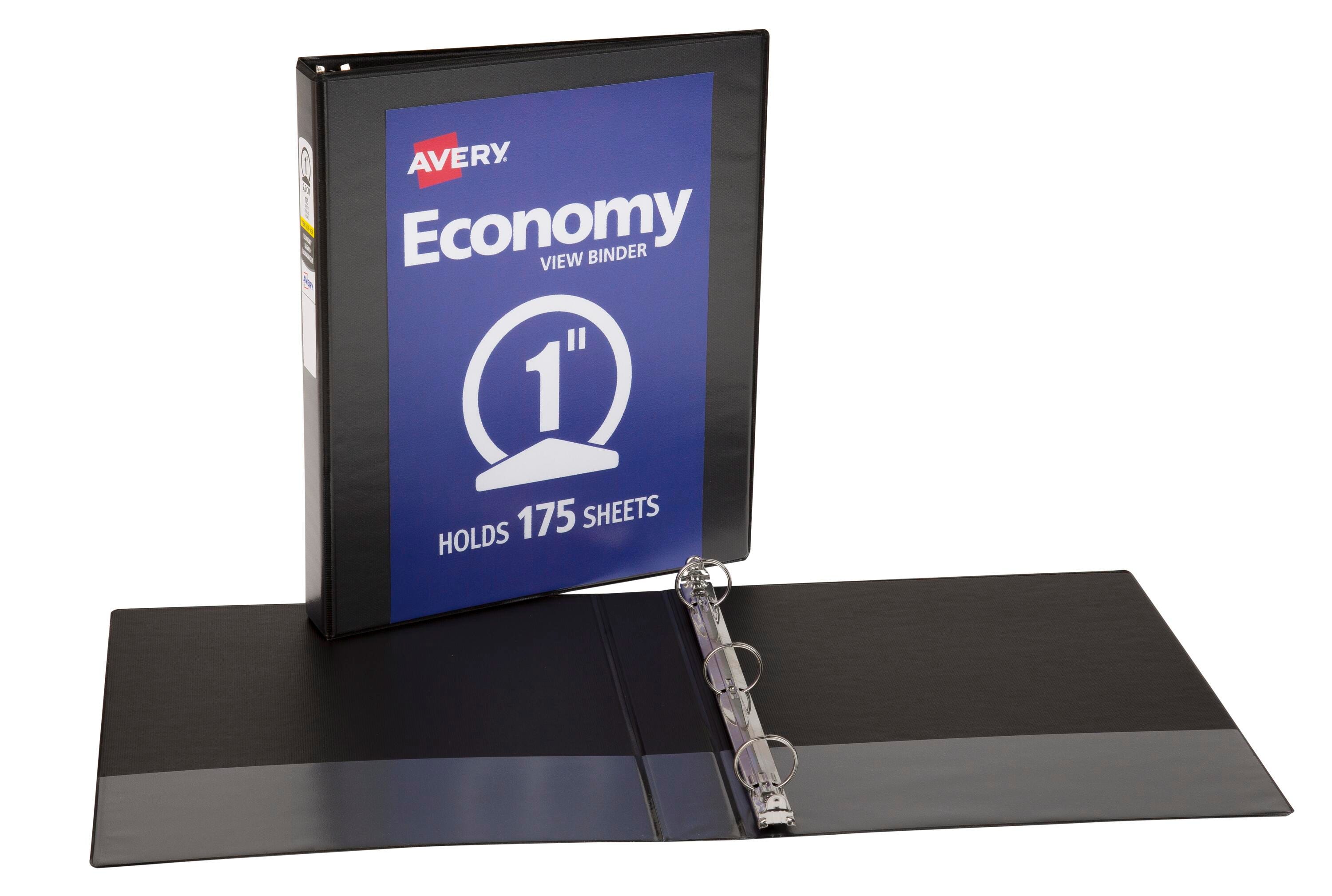 Avery Economy Round Ring View Binder, 1 Inch, Black 1565389