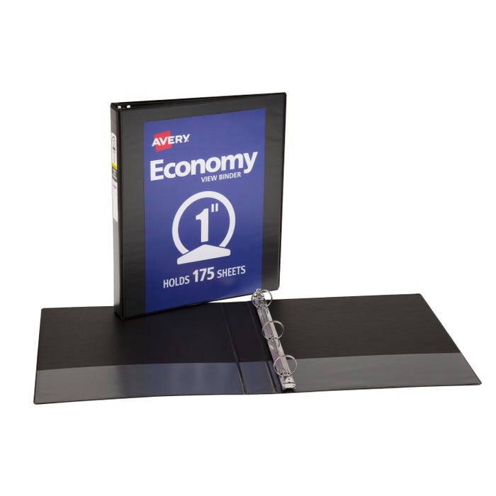 Avery Economy Round Ring View Binder, 1 Inch, Black