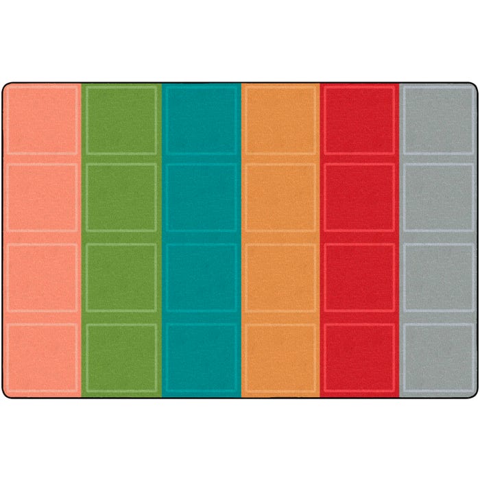 Childcraft Rainbow Colored Squares Carpet, Rectangle