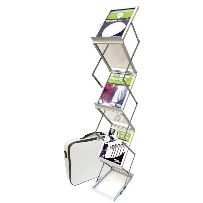 Deflecto Portable Literature Display, 11 x 4 x 60 Inches, 6 Shelves, Aluminum, Silver