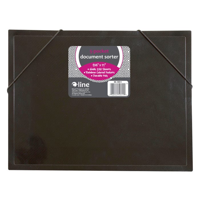 C-Line Expanding Rainbow Document Sorter, Letter Size, 1 Inch Expansion, Black/Multi-Color