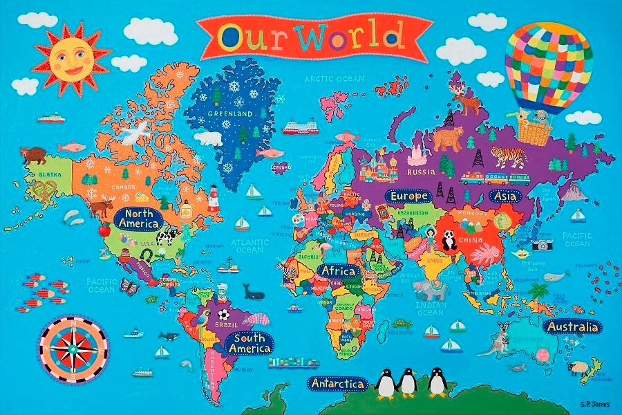Round World Kid's Our World Laminated Wall Map 2131413