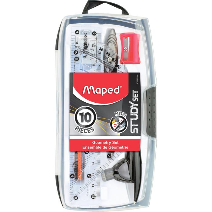 Maped 10-Piece Compass and Geometry Set, Shatterproof Case