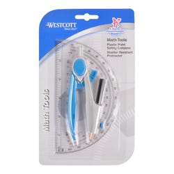 Westcott Student Math Set with Compass and Protractor, Assorted Colors, Pack of 12