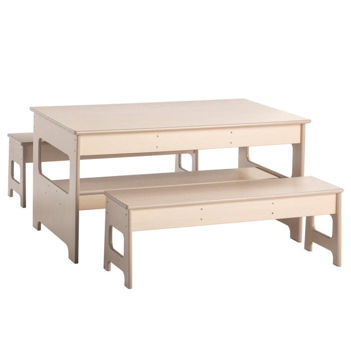 Childcraft Out2Grow Outdoor Table and Bench Set, 48 x 30 x 24 Inches, Two 14-Inch Benches