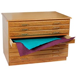 Jack Richeson Flat File Cabinet, 41-1/2 x 28 x 30 Inches, Oak, Golden, Glossy, 8-Drawer, Item Number 412062