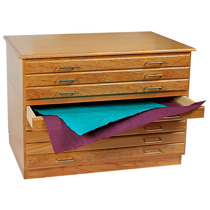 Jack Richeson Flat File Cabinet, 41-1/2 x 28 x 30 Inches, Oak, Golden, Glossy, 8-Drawer