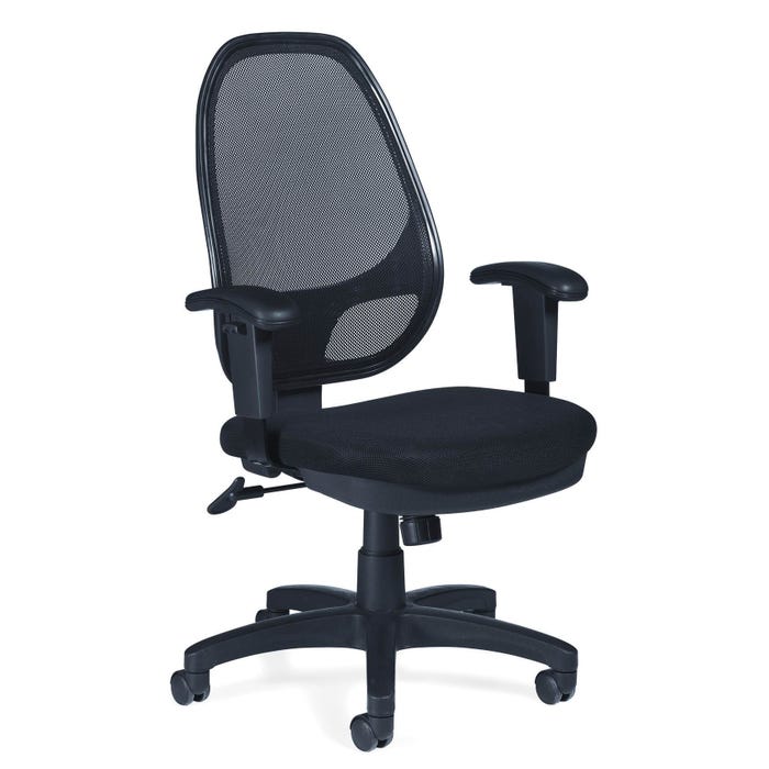 Offices To Go High Back Chair with Synchro Tilt, Mesh Back/Fabric Seat, 25 x 23 x 43 Inches, Black