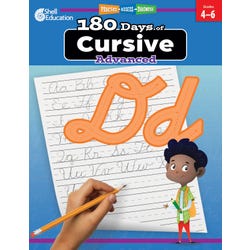 Shell Education Workbook 180 Days of Cursive Advanced, Grades 4 to 6, Item Number 2097288