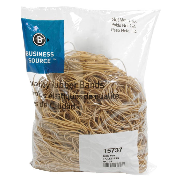 Business Source Rubber Bands, Size 19, 1 lb /BG, 3-1/2 x 1/16 Inches, Natural Crepe