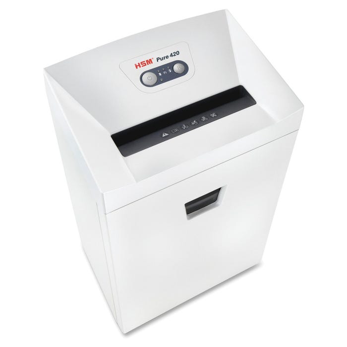 HSM Pure 420c Cross-Cut Shredder, 16 Sheet Capacity, 15-5/8 x 11-1/2 x 24-1/2 Inches, White