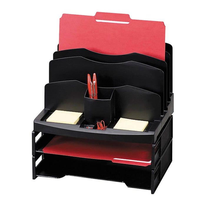 Business source Smart Solutions Organizer with Letter Tray, 13 X 10 X 8-5/8 in, Black