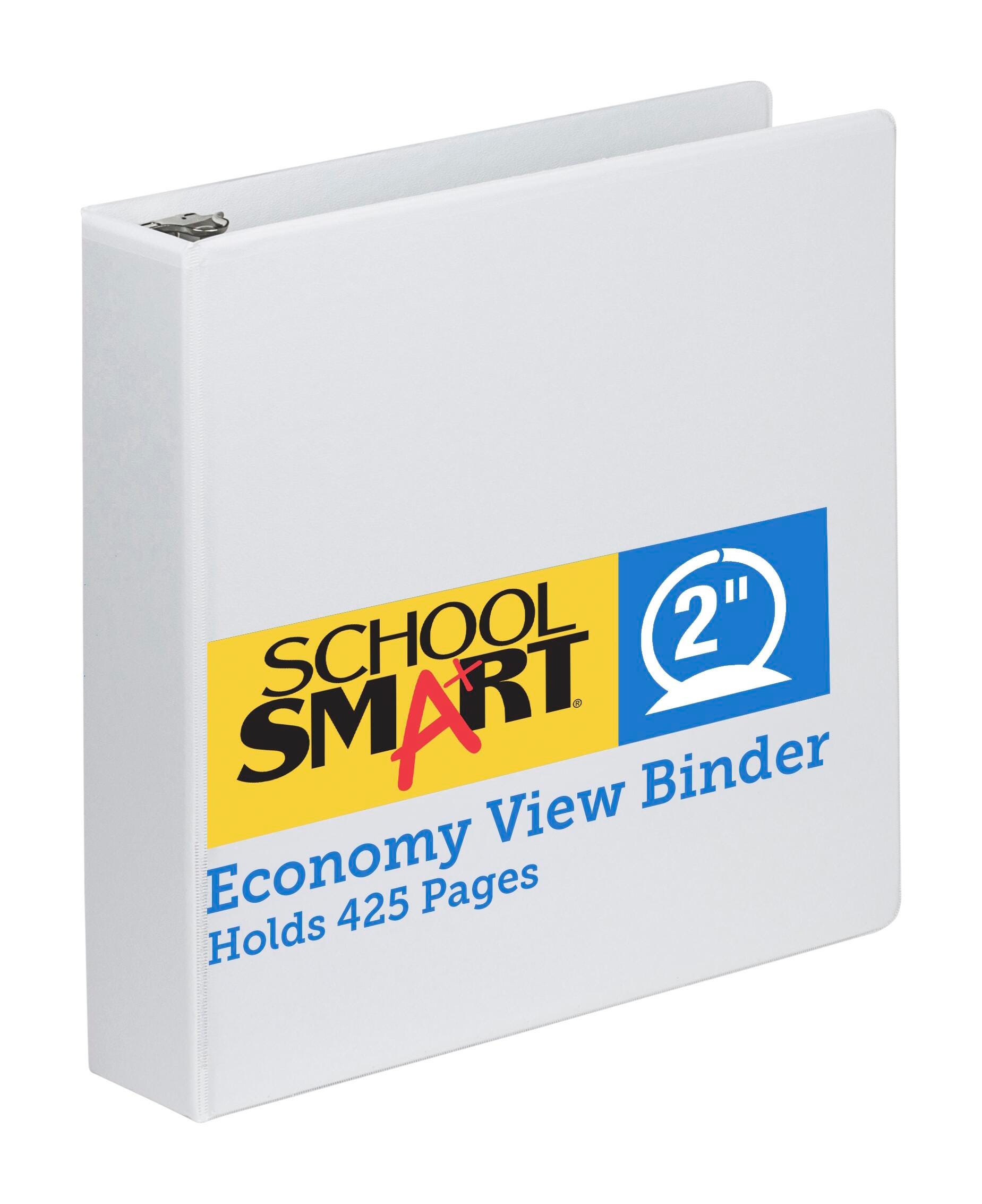 School Smart Round Ring View Binder, Polypropylene, 2 Inches, White 086394