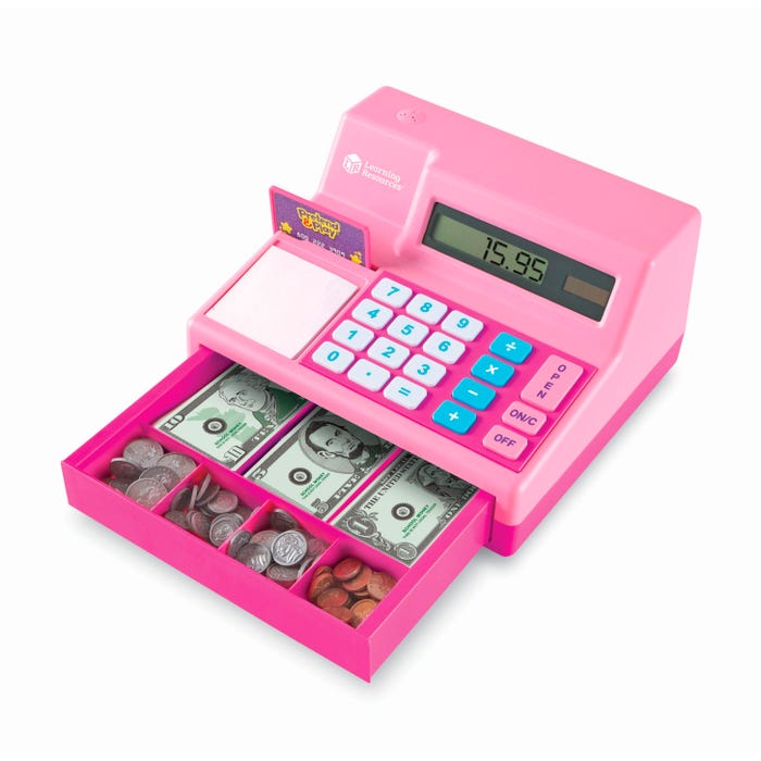Learning Resources Pretend and Play Calculator Cash Register, Pink