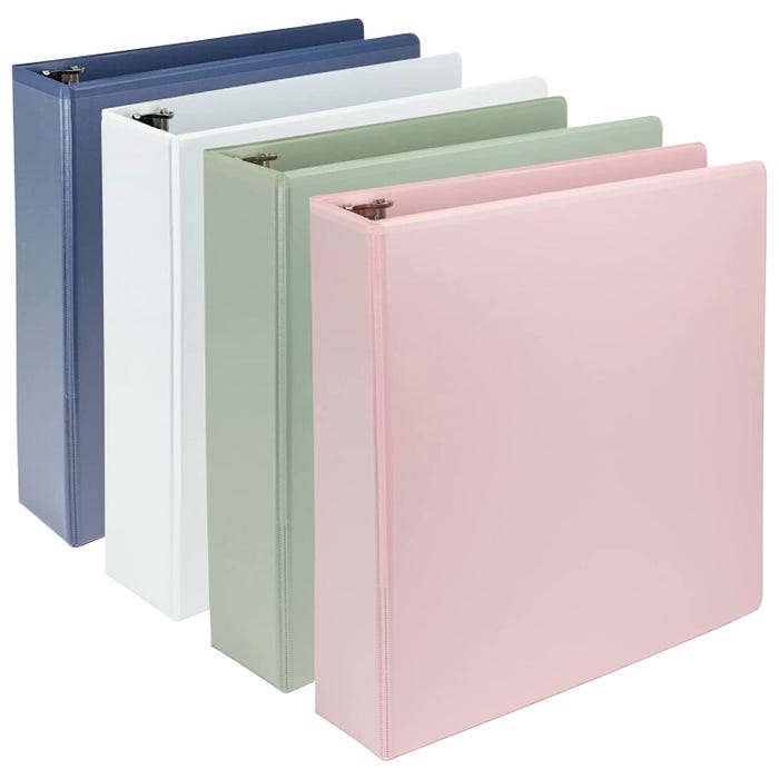 Samsill Earth Choice Durable View Binder, D-Ring, 2 Inches, Assorted Colors, Pack of 4