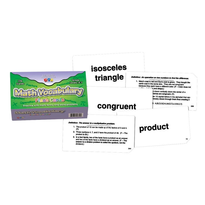 Learning Advantage Math Vocabulary Flash Cards, Set of 179