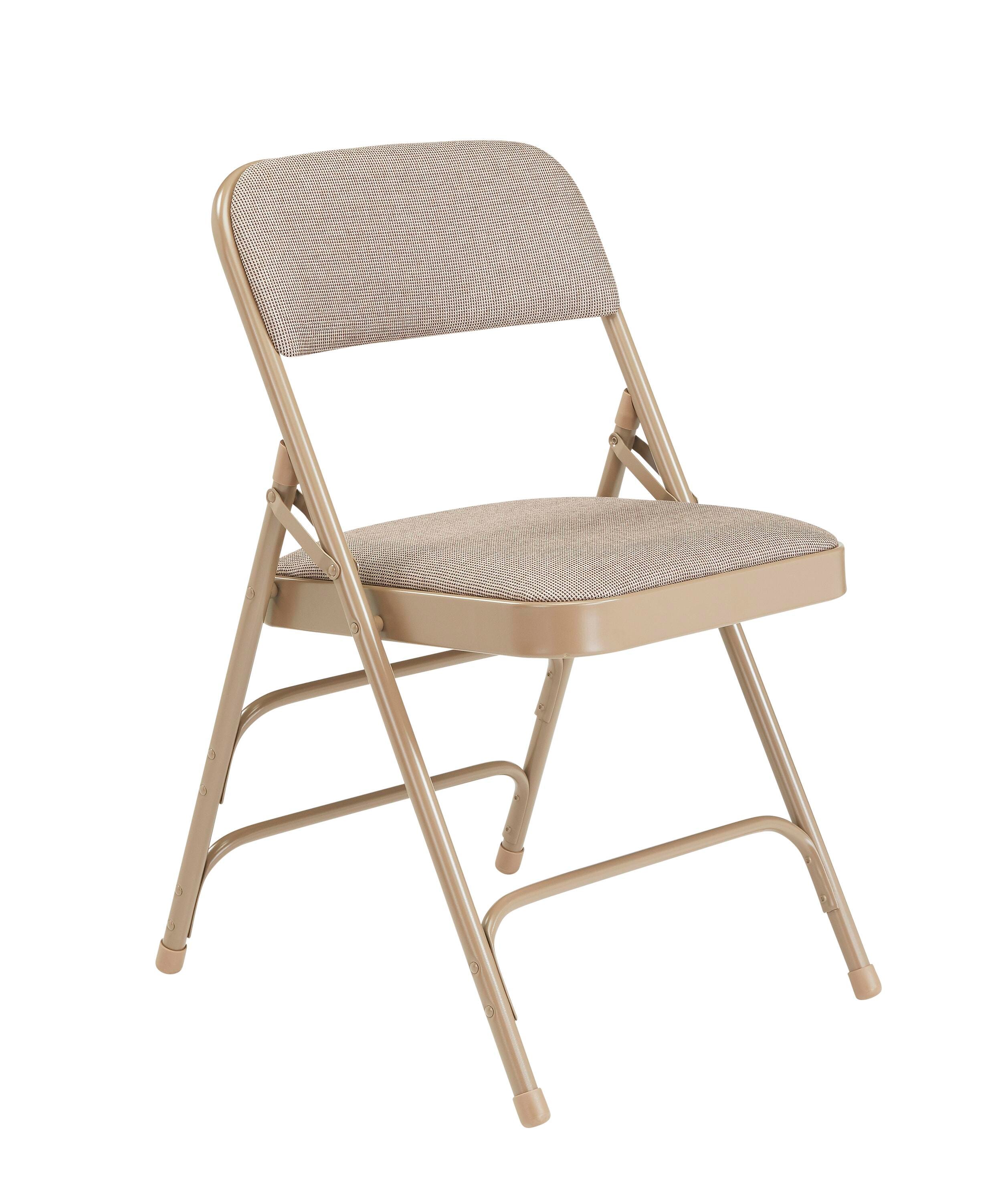 National Public Seating 2300 Premium Folding Chair, Café Beige Fabric, Beige Frame, Set of 4, Item Number 2051313