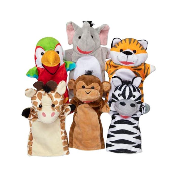 Melissa & Doug Kids Safari Hand Puppets, Set of 6