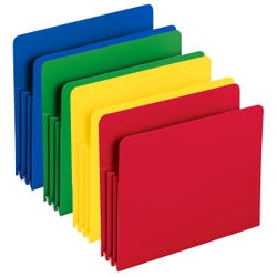 Smead Poly File Pockets, Letter Size, Straight Cut Tabs, 3-1/2 Inch Expansion, Assorted Colors, Pack of 4