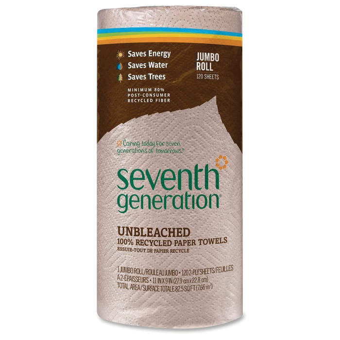 Seventh Generation Jumbo Paper Towels, 2-Ply, Recycled, Natural Brown