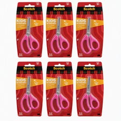 Scotch Kids Scissors, 5 Inch Blunt Tip, Red, Pack of 6