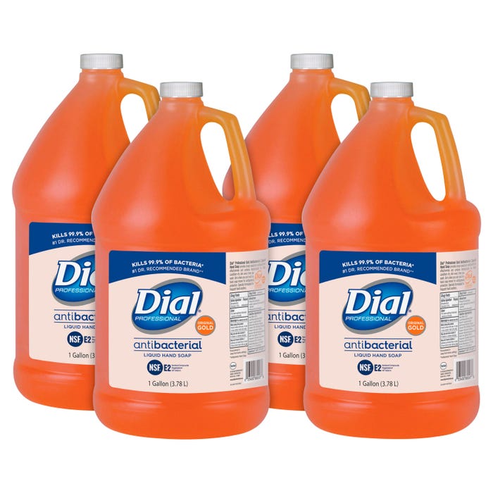 Dial Professional Antibacterial Liquid Soap Refill, 1 Gallon, Original Gold, Pack of 4
