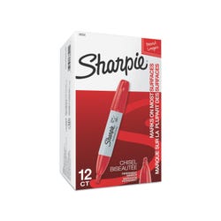 Sharpie Permanent Markers, Chisel Tip, Red, Pack of 12