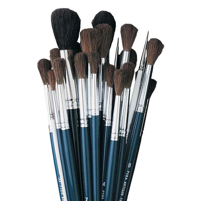 Jack Richeson Watercolor Brush Classroom Pack, Assorted Brush Types, Assorted Handles, Assorted Sizes, Set of 36