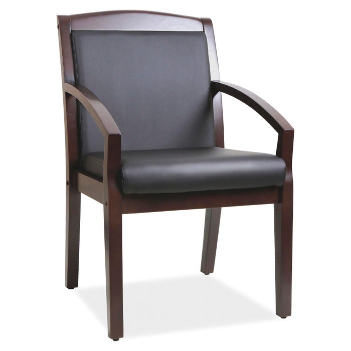 Lorell Sloping Arms Wood Guest Chair, 23-1/4 x 24-3/8 x 35-7/8 Inches, Black/Espresso